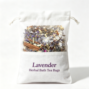 lavender herbal bath tea bags: healing foot soak, botanical salt mix satchet